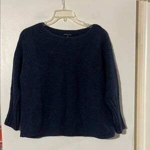 Eileen Fisher Navy Cotton Blend Crewneck Sweater